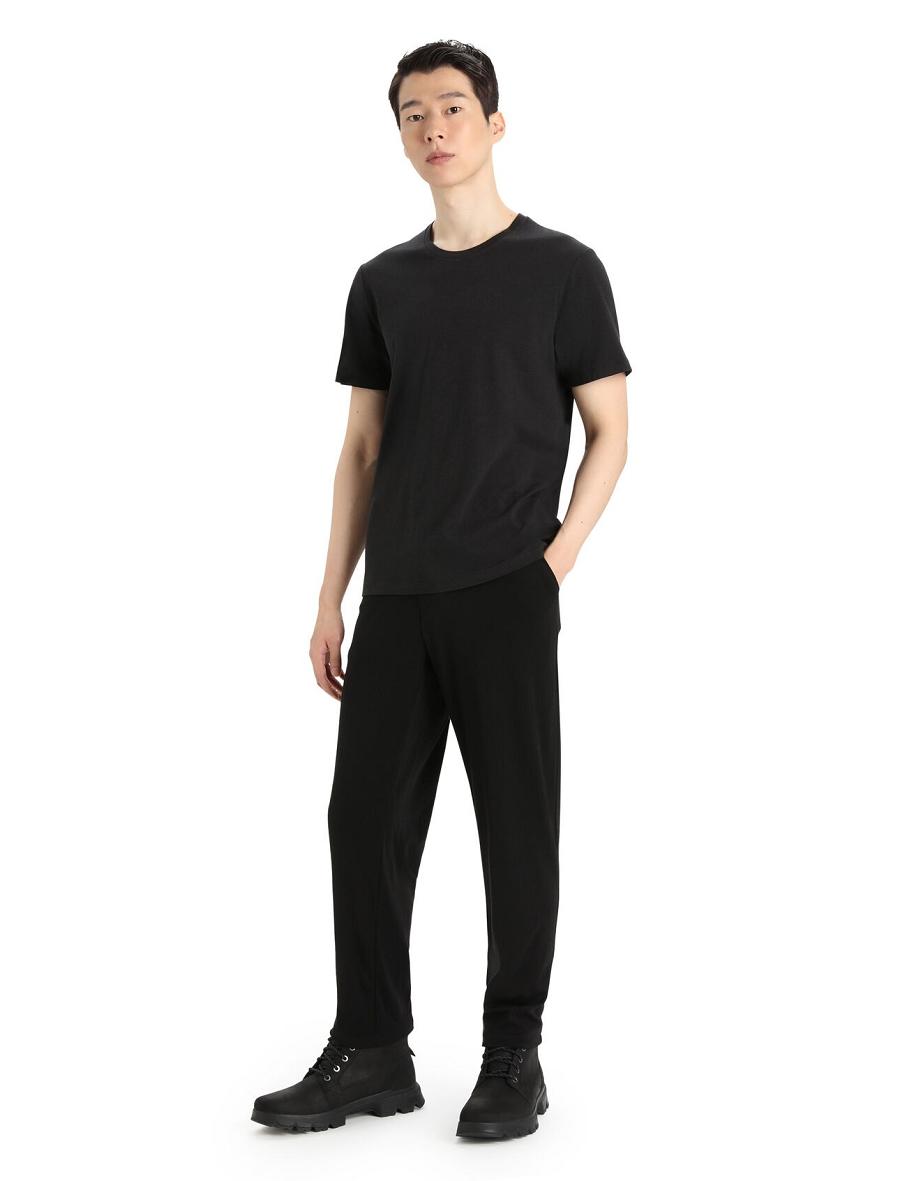 Pantalon Icebreaker MerinoFine™ Interlock Homme Noir | FR 1119GSOL